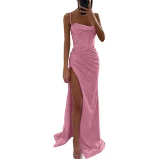 Abendkleider Elegant Für Hochzeit Kleid Hochzeitsgast Damen Satinkleid Prom Kleider Satin A-Linie Formal Dresses for Women Wedding Abi Ballkleider