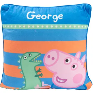 United Labels Peppa Wutz Kissen, Kopfkissen 30x30 cm, Blau Orange, Sofakissen George Schorsch, Dekokissen für Fans, Geschenk für Kinder