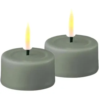Deluxe Homeart Flammenloses LED-Teelicht-Set für den Innenbereich – mit Real Flame️ Technologie – batteriebetriebene Kerze (Salvie Green) (RF-0---)
