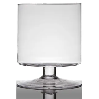 INNA-Glas Glas Übertopf Glas Lilian auf Standfuß, klar, 19cm, Ø 14cm | Zylinder - rund - Pflanzkübel - Blumentopf