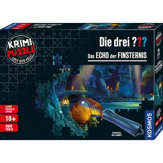 Kosmos Die drei ??? - Krimi Puzzle - Das Echo der Finsternis von KOSMOS 684464, 300 Teile, Leuchtet im UV-Licht, mit UV-Lampe, Lesen, Puzzeln, Rätsel lösen, Detektiv Puzzle ab 10 Jahre