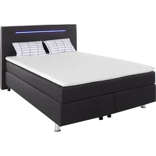 COLLECTION AB Boxspringbett, inkl. LED-Beleuchtung, Topper und Kissen COLLECTION AB schwarz/weiß