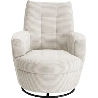 Alina Drehsessel Yuri Cord 80 x 93 x 92 cm Beige mit Hocker