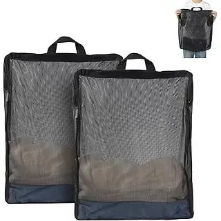 OTraki 2 Stück Wäschenetz Groß 40x50 cm, Faltbarer Wäschekorb Wäschesäcke Für Waschmaschine Mit Reißverschluss, Wäschebeutel Reise Für Empfindliche Kleidungsstücke BHs und Bettwäsche (Schwarz)