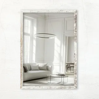 CLAMARO Vision Wandspiegel 85x180 cm Vintage Weiss mit Rahmen, 300+ Größen wählbar, Echtglas-Spiegel im Hoch- & Querformat montierbar - handgefertigt in Deutschland