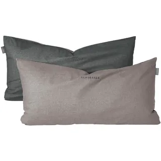 SCHIESSER Kissenhüllenset Doubleface | 2-teilig | Renforcé | 100% Baumwolle mit edlem Melangeeffekt in Wendeoptik« Made in Green,