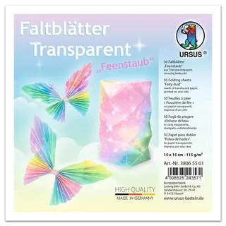Ursus Transparentpapier-Faltblätter Feenstaub 50 Blatt 15 x 15 cm 115 g/qm