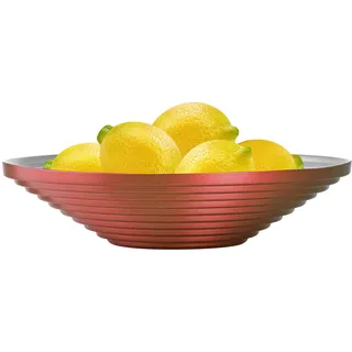 TREND FOR HOME Obstschale ⌀ 27 cm Servierplatte Salatschüssel Snackschale Dekoschale Glasschüssel Glasschale Servierschale Schmuckschale Servierschüssel Tischdeko, Alexis, Rot/Silber