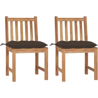 Gartenstühle 2 Stk. mit Kissen Massivholz Teak - Taupe, Bunt
