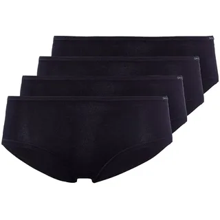 SKINY Damen Panty, 4er Pack - Slip, Pants, Cotton Stretch, Basic Schwarz L