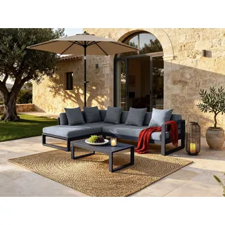 Garten-Sitzgruppe: Ecksofa + Beistelltisch -  Aluminium - Anthrazit - MOLOKAI von MYLIA