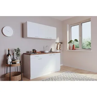 Küche Miniküche Singleküche Luis 150 cm Einbau Weiß ohne Kühlschrank Respekta