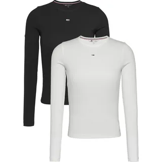 Tommy Jeans Langarmshirt »TJW 2PACK SLIM ESSENTIAL RIB LS«, in Rippoptik, mit Logostickerei TOMMY JEANS white/black L (40)