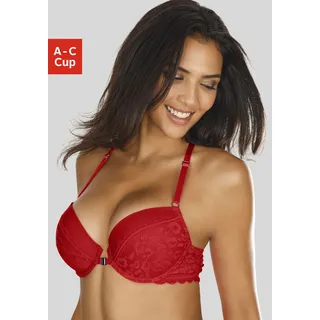 Push-up-BH VIVANCE, Damen, Gr. 80, Cup B, rot, Spitze, Obermaterial: 69% Polyamid, 21% Polyester, 10% Elasthan, BHs Push-up-BH, mit Spitze in Leo-Optik mit Neckholder-Träger, Dessous