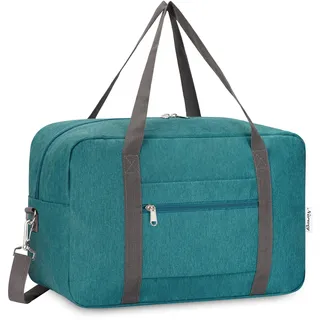 Narwey 20L Ryanair Handgepäck 40x30x20, Klein Sporttasche Faltbare Reisetasche Handgepäck Tasche Flugzeug für Damen, Travel Bag Weekender Herren (Blau Grün (mit Schultergurt))