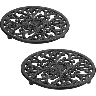 Topfuntersetzer aus Gusseisen für Tisch, Küche, heiße Töpfe, Topfuntersetzer, hitzebeständiges Metall mit Gummifüßen, 17,1 cm, 2 Stück
