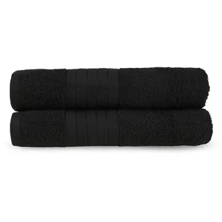 good morning Badetuch »Uni Towels«, (2 St., 2er Set Badetücher 70 x 140 cm), Baumwolle, Walkfrottee, Bordüre, 500 GSM, Weich, Einfarbig, Schwarz, schwarz