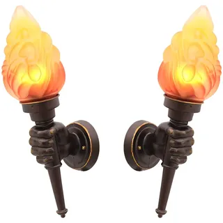 VOMI 2 Stücke Wandlampe Rustikal Außenwandleuchte LED Fackel Wandleuchte außen Flammen Lampe E27 Flammen-Effekt-Glas-Lampenschirm Kreatives Flammenlampe für Haus Garten Flur Bar Party Hochzeit Deko