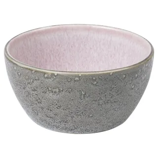 BITZ Schüssel, Schale, Müslischale, Snackschale aus Steingut, 12 cm im Durchmesser, grau/hellrot