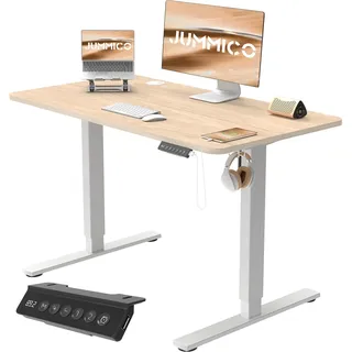 JUMMICO Höhenverstellbarer Schreibtisch Höhenverstellbar Elektrisch, Ergonomischer Steh-Sitz Tisch Stehpult Verstellbarer Computertisch,Stehschreibtisch Bürotisch Standing Desk,100 x 60 cm, Beige