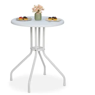 Relaxdays Gartentisch Ø 60 x 73 cm Weiß