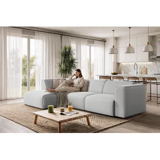 otto home Ecksofa Merid L-Form, jederzeit durch Module erweiterbar, B/T/H: 295/162/70 cm Struktur fein Ottomane links grau/hellgrau