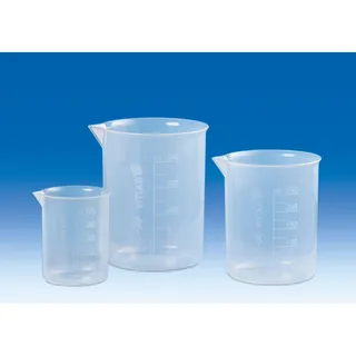 Vitlab Griffinbecher PP, erhabene Skala, transparent, 100 ml, Ø 55 mm, Höhe 70 mm