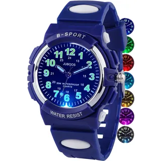 Juboos Neue 7-Farbige Kinderuhren, Kinderuhr Jungen Mädchen Analog Quartz Uhr mit Armbanduhr Kautschuk Wasserdicht Outdoor Sports Uhren 5-16