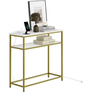 SoBuy Konsolentisch 80x30x75 cm Weiß/Goldfarben