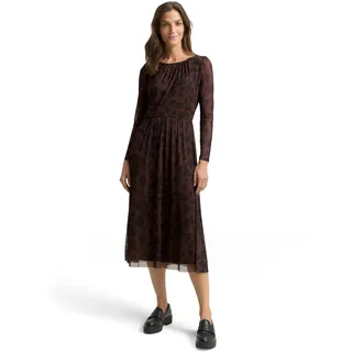 TOM TAILOR Damen 1047637 Midi-Meshkleid mit Muster, 39039-Brown Black Big Leo Print, 40