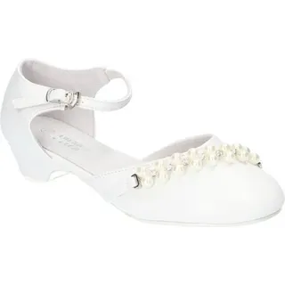 AMERICAN CLUB, KOM40, Kommunionschuhe, Formale Schuhe, Elegante Schuhe für Mädchen, Ledereinsatz, Niedlicher Kommunion-Festschuh, Weiß 33 - Weiß