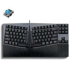 Perixx PERIBOARD335BL Kabelgebundene ergonomische mechanische kompakte Tastatur – flache blaue Klickschalter – programmierbare Funktion mit MakroTasten – kompatibel mit Windows und Mac OS X – US
