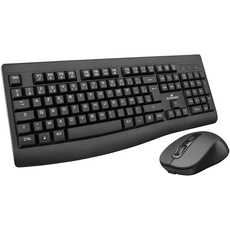 BlueStork - Wiederaufladbare kabellose Maus-Tastatur, 12 Tasten, Multimedia, ergonomische Maus, kabellos, 1600 DPI, ergonomisches Design, 90 Stunden Akkulaufzeit, kompatibel mit Windows – AZERTY