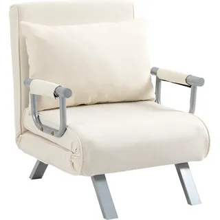 Schlafsofa Mit Armlehne 3-In-1 Schlafsessel Gästebett Klappmatratze Klappbett Chaiselongue Multifunktion Polyester Creme 65 X 69 X 80 Cm