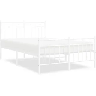 vidaXL Bettgestell mit Kopf- und Fußteil Metall Weiß 120x200 cm - Weiß