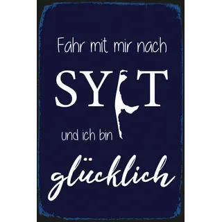 queence Metallbild »Fahr mit mir nach Sylt«, Sprüche, (1 St.), Sylt, Wanddeko, Stahlschild, Blechschild, weiß