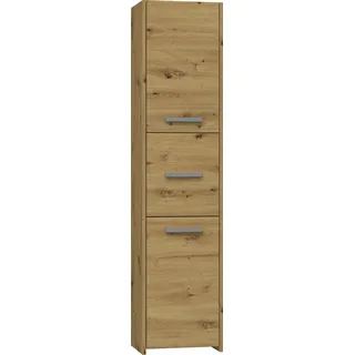 Moderner Badezimmerschrank in 5 Farben - vielseitig und einfach Montage. Farbe: Handwerkereiche, Badezimmer Regal, Bad Möbel, Badschrank, Badezimmer Hochschrank - Braun