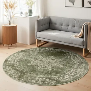 HANSE HOME Teppich HANSE HOME "Lydia", grün (mint), H:9mm Ø:120cm, Polypropylen, Teppiche, Teppich, Wohnzimmer, Schlafzimmer, Flur, Kurzflor, orientalisch, Vintage, weich