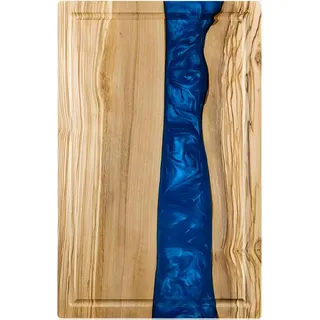 Premium Schneidebrett EX-39264 aus Olivenholz und Harz - Braun/Blau KP39264 - Braun, Blau