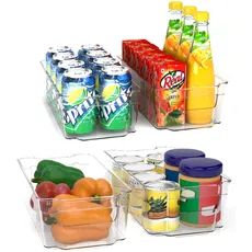 KICHLY Hochwertiger Küchenorganisator für die Speisekammer - 4er Set mit mittlerem Stauraum für Kühlschrank, Schränke, Regale, Spülen, Kosmetik, Bürobedarf, Werkzeug - BPA frei