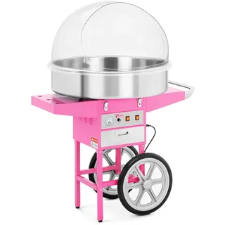 Royal Catering RCZC-1200XL Zuckerwattemaschine XXL Cotton Candy Maschine mit Wagen und Abdeckhaube Spuckschutz (Ø 72 cm, 1.200 W, 1 Einheit / 60 s, inkl. Zubehör) Pink