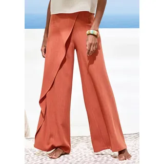 Loungehose FRENCH CONNECTION, Damen, Gr. 44/46, N-Gr, orange (rost), Obermaterial: 80% Viskose, 20% Leinen, unifarben, Hosen Loungehose, mit Leinen-Anteil, in weit fließendem Lagenlook, Topseller