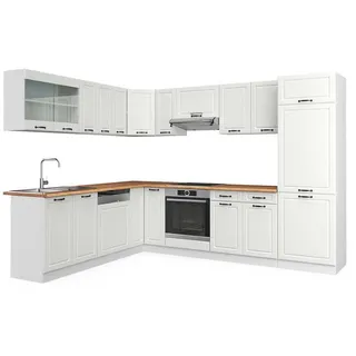 Vicco Winkelküche R-Line L-Form 227 x 287 cm Weiß Landhaus