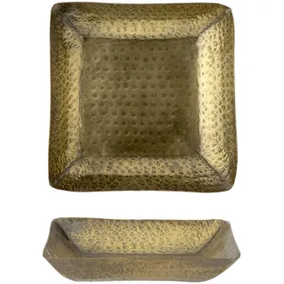 Bloomingville Kobra Tablett aus Metall mit Prägung in der Farbe Gold, L19xH2,5xW19 cm, 82066046