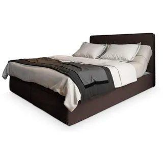 masseno Boxspringbett Astor 140x200 cm mit Matratze und Topper, Polsterbett mit Bettkästen Braun LINCOLN 29 - Braun