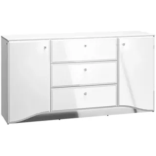 Feldmann-Wohnen Sideboard Glamour weiß / weiß hochglanz 160 / 41 / 85cm , Holz , 2 Fächer , 3 Schubladen , Rechteckig , 160x85x41 cm , Kleinmöbel, Kommoden, Sideboards