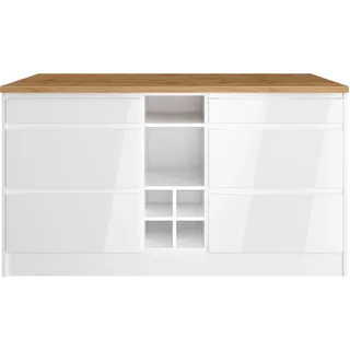 kochstation Unterschrank Kücheninsel KS-Virginia 153 x 100 x 85 cm Weiß