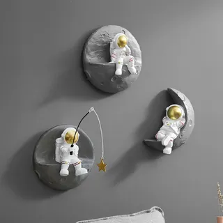 AWNR Astronauten-Wandskulptur, Dekoration für moderne Wohnkultur, Hintergrund, 3D-Wanddekorationen für Wohnzimmer, Sofa, Schlafzimmer, Wanddekoration, Weltraumthema, Wanddekoration für Kinderzimmer, 3