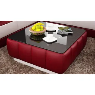 Wohnzimmertisch Couchtisch Glastisch Couch Leder JVmoebel - Rot