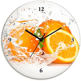 Artland Wanduhr »Orange mit Spritzwasser« wahlweise mit Quarz- oder Funkuhrwerk, lautlos ohne Tickgeräusche, orange